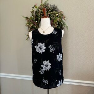 Banana Republic Factory Outlet Black/Floral Sleeveless Blouse
